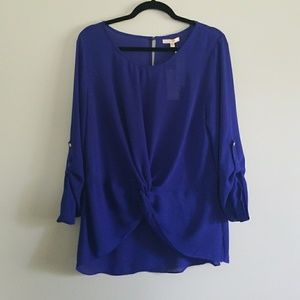 Skies Are Blue Camelia Knot Front Blouse
